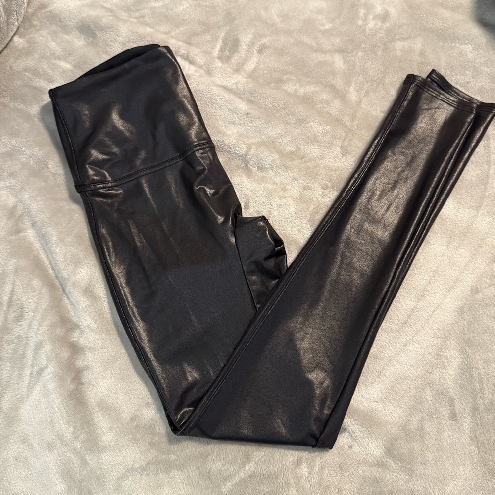 Jane And Bleecker Leggings Womens Medium‎ Black Faux Leather High Rise Stretch